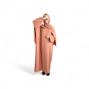 Abaya soie de médine avec foulard intégré (6 coloris)